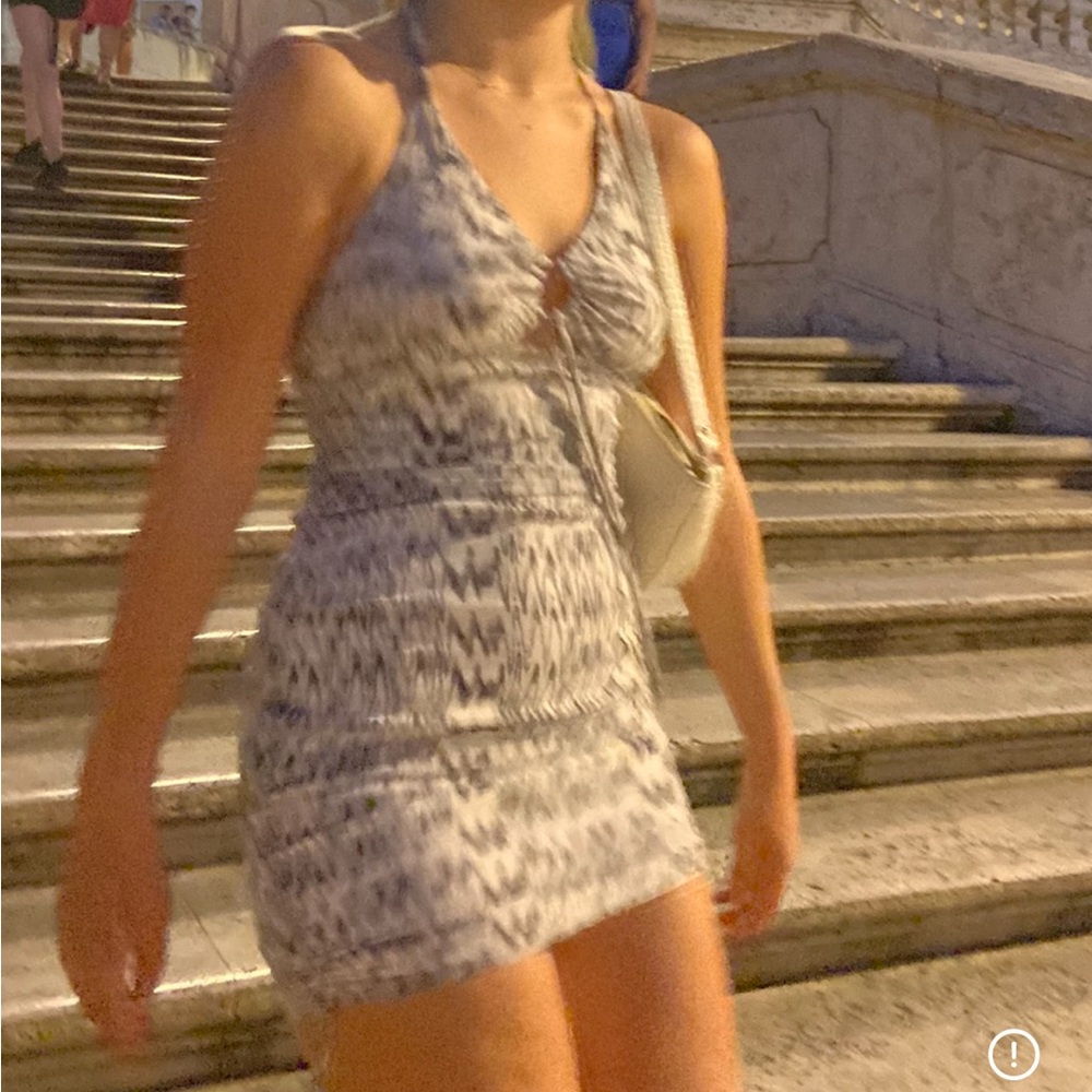 Elegant Gray Patterned Women's Dress
